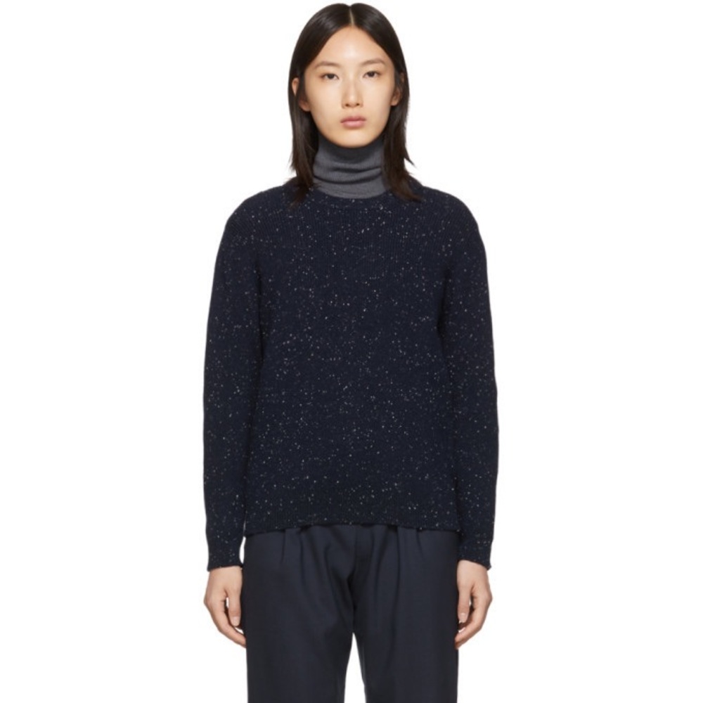 APC Navy Wool Lifford Speckled Sweater